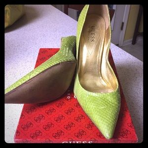 Guess by Marciano lime green snake skin stiletto